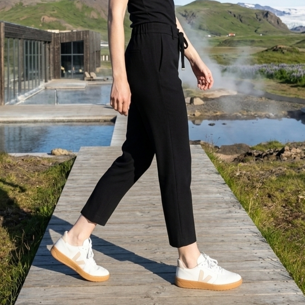 Vince High-Waisted Crepe Trouser Jogger Pants